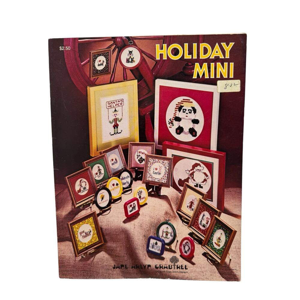 Vintage Holiday Mini Cross Stitch Booklet Sampler 1980 Christmas Patriotic Bunny